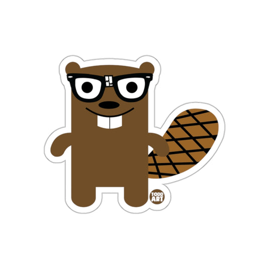 Cute Cartoon Beaver with Glasses Sticker