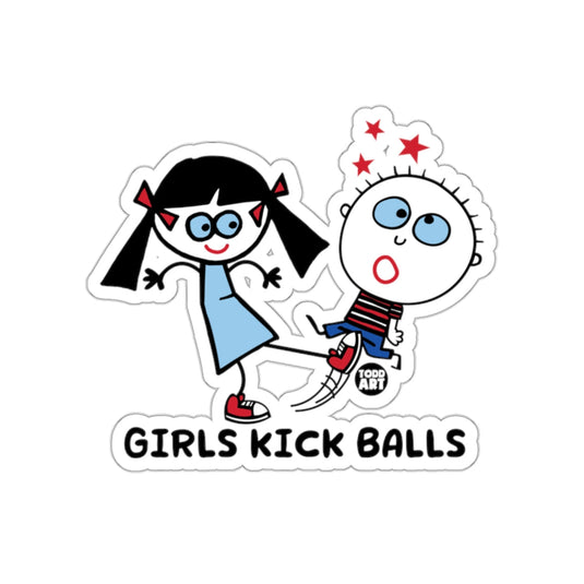 Girls Kick Balls Fun Cartoon Design Sticker Product