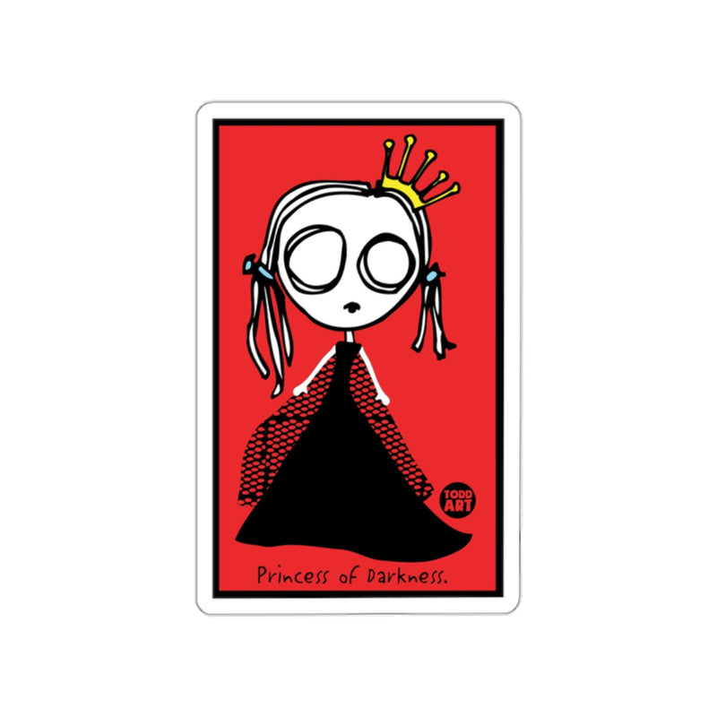 Load image into Gallery viewer, Princess of Darkness Sticker with Red Background Design
