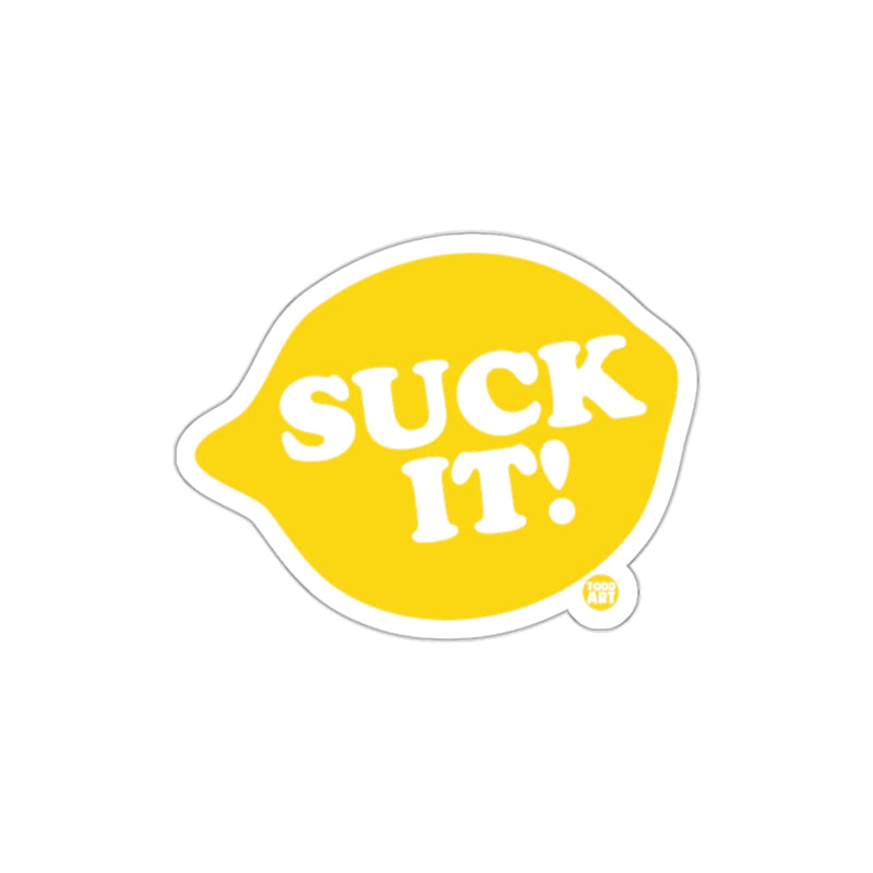Load image into Gallery viewer, Suck It Yellow Lemon Shaped Sticker Fun Decal
