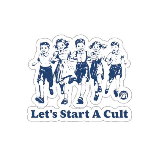 Let's Start A Cult Running Kids TODD ART Logo sticker