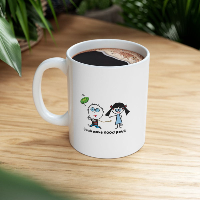 Load image into Gallery viewer, Boys Make Good Pets Coffee Mug with Cartoon Design
