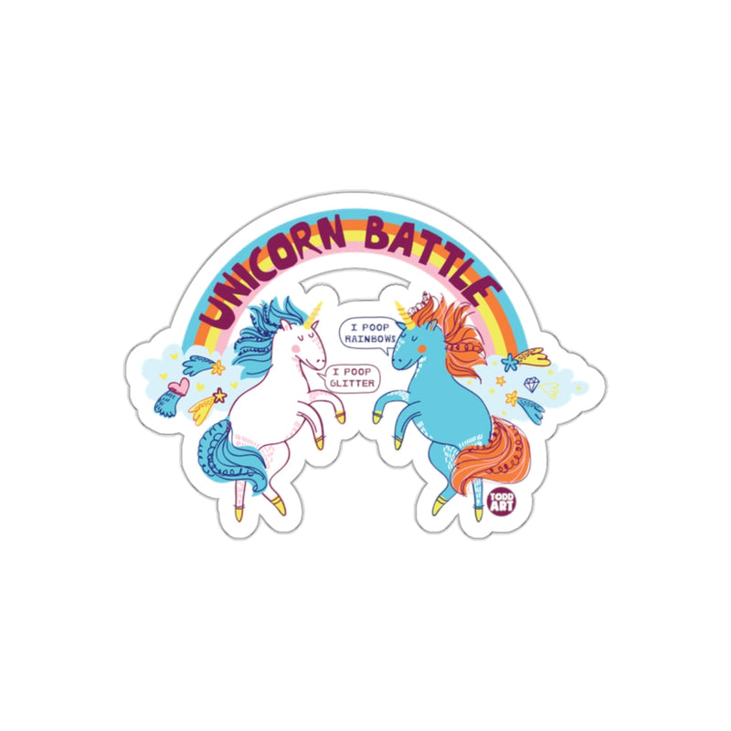 Load image into Gallery viewer, Unicorn Battle Sticker with Rainbow and Glitter Print

