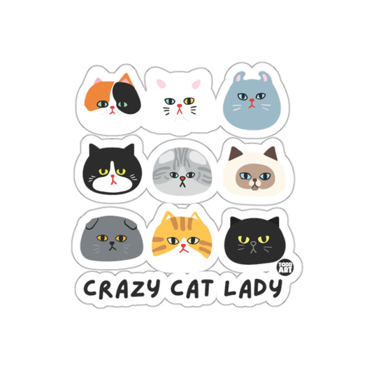 Crazy Cat Lady with Cute Cats Illustration sticker