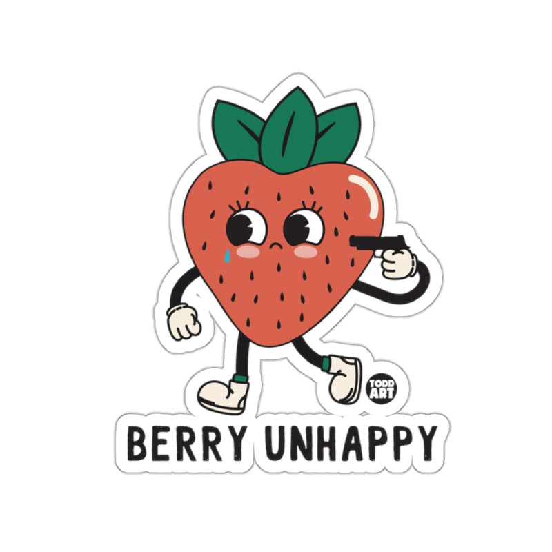 Load image into Gallery viewer, Berry Unhappy Funny Strawberry Graphic Design Sticker
