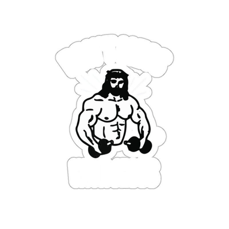 Load image into Gallery viewer, Muscular Jesus Lifting Dumbbells Sticker Product
