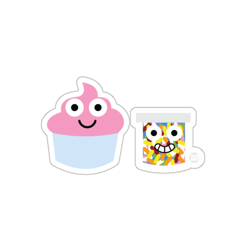 Load image into Gallery viewer, Cute Smiling Cupcake and Happy Ice Cream Sticker Set
