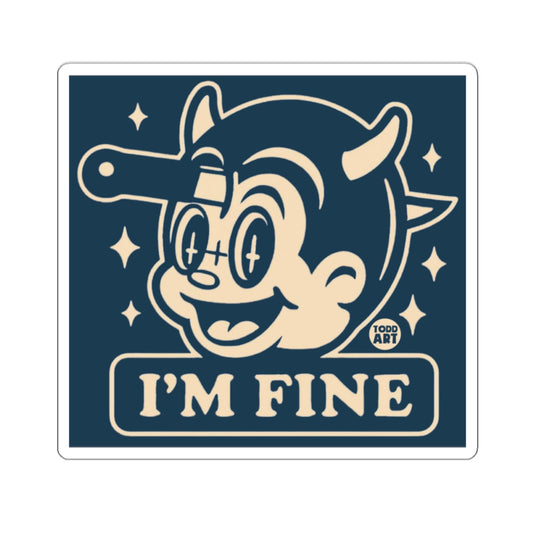Smiling horned character glasses retro style I'M FINE 