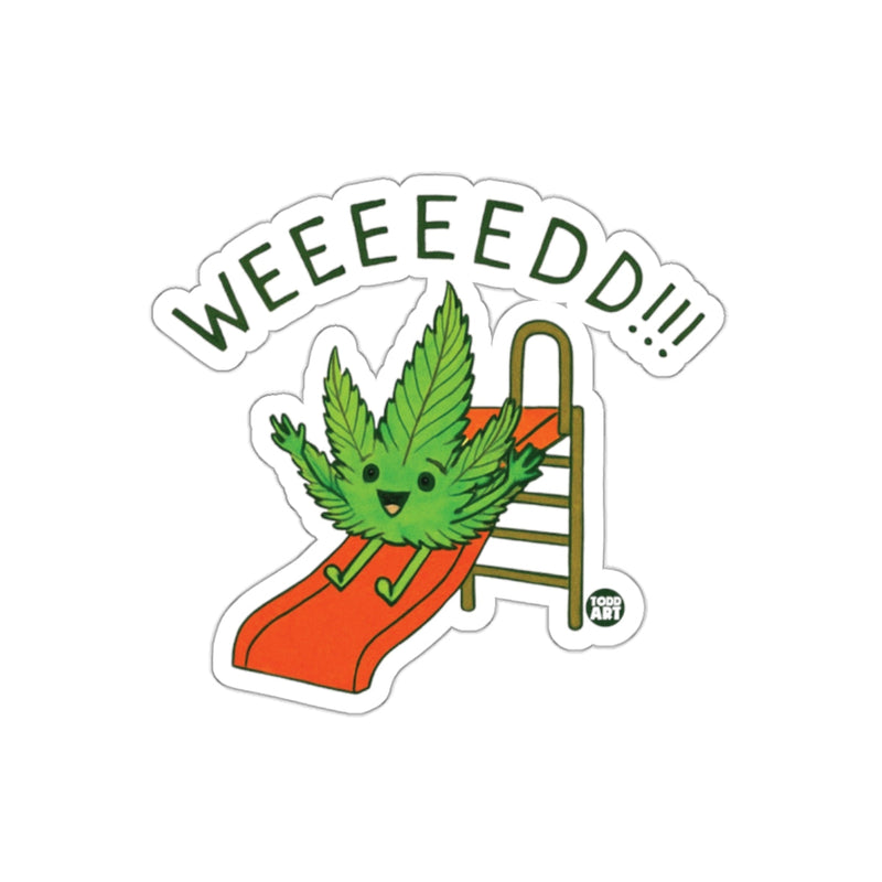 Load image into Gallery viewer, Fun Weeeed Cannabis Leaf Sliding Sticker Design
