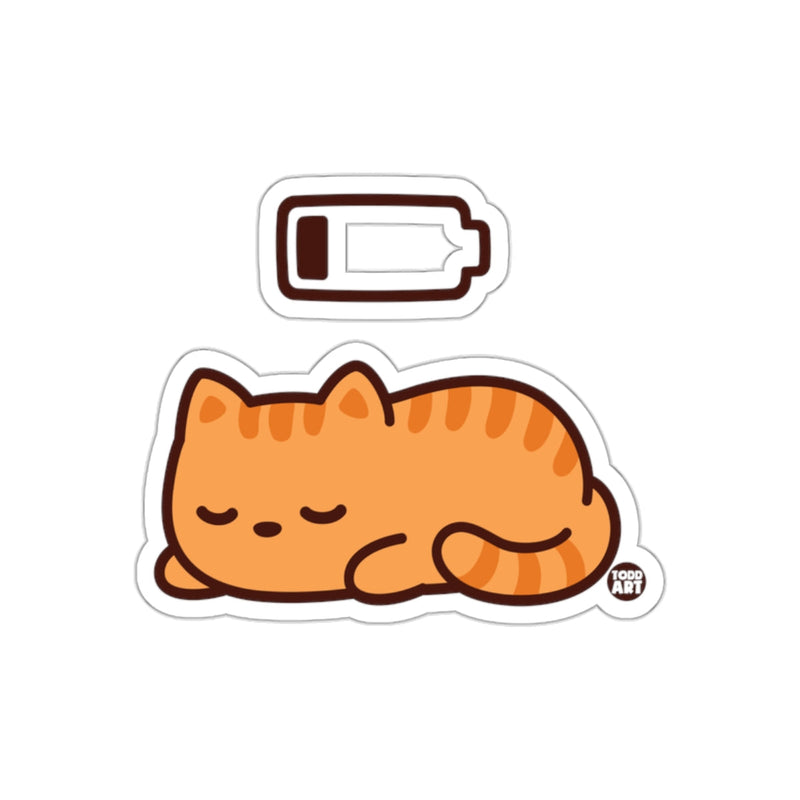 Load image into Gallery viewer, Cute Sleepy Orange Cat with Low Battery Sticker
