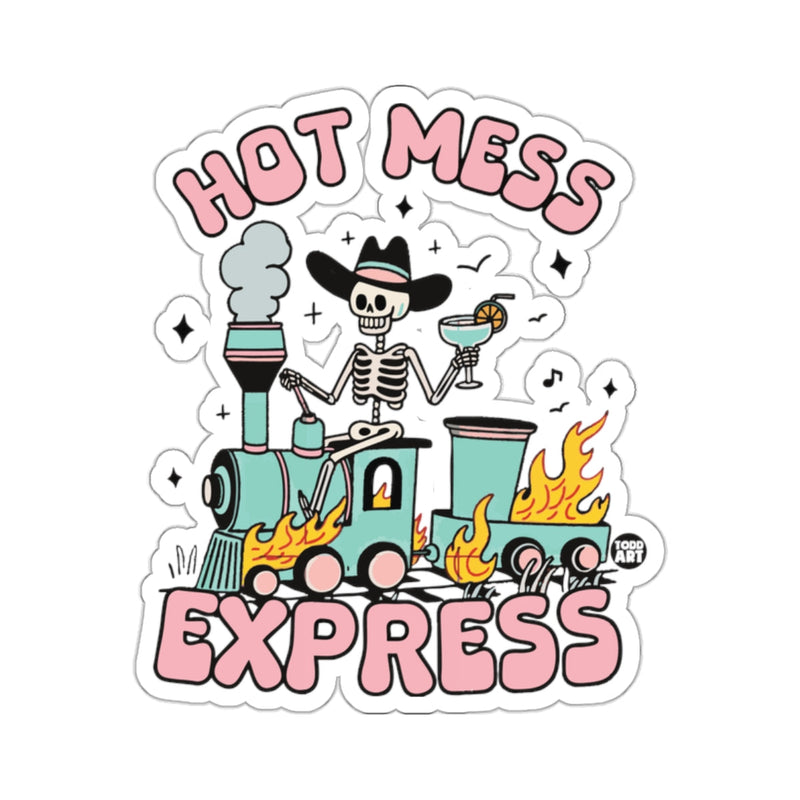 Load image into Gallery viewer, Hot Mess Express Skeleton Cowboy Train Cocktail Sticker 
