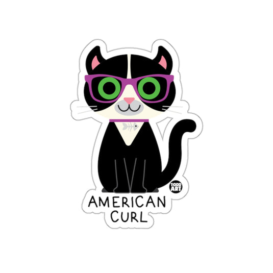 Cute American Curl Cat with Glasses Sticker