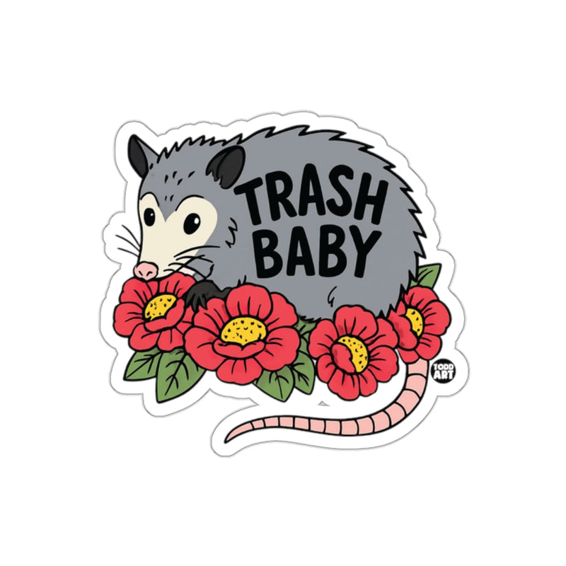 Load image into Gallery viewer, Cute Opossum Trash Baby Surrounded by Flowers sticker
