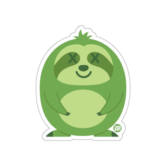 Green Cute Cartoon Sloth with X Eyes Sticker Product