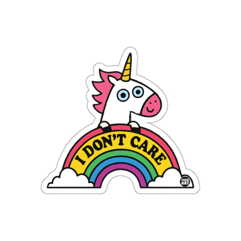 Load image into Gallery viewer, I Don't Care Unicorn and Rainbow Sticker for Fun Decor
