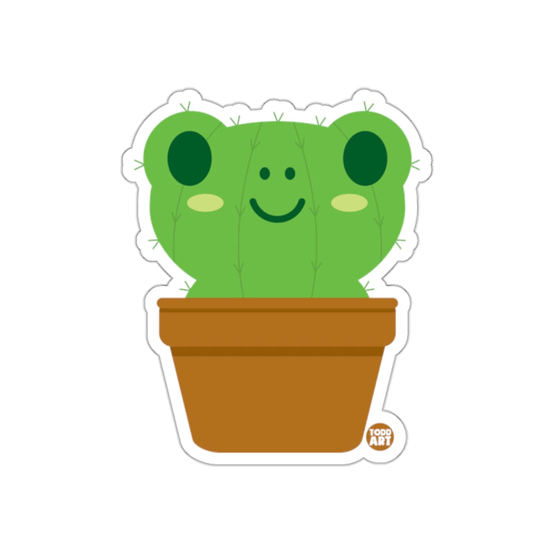 Load image into Gallery viewer, Smiling Cactus with Frog Eyes Illustration Sticker
