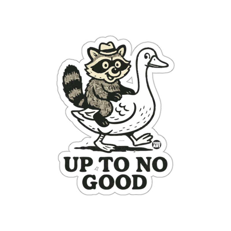 Load image into Gallery viewer, Up To No Good Raccoon On Goose Animal Illustration sticker
