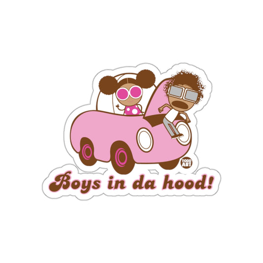 Cartoon Characters in Pink Car Boys in da Hood! Sticker