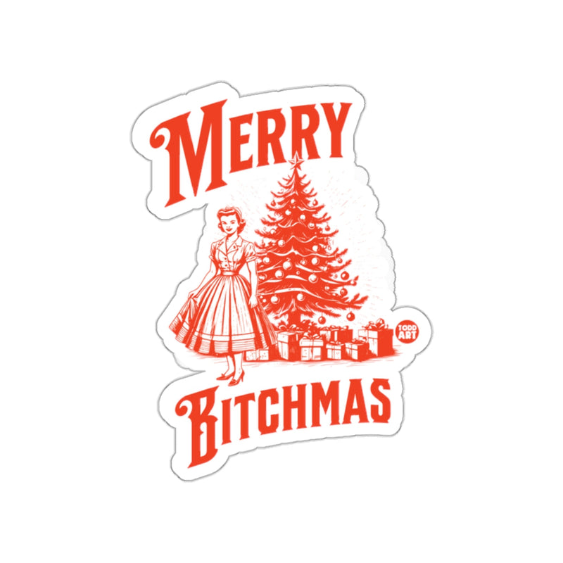 Load image into Gallery viewer, Merry Bitchmas Christmas Tree and Woman Sticker

