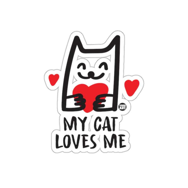 Load image into Gallery viewer, My Cat Loves Me Cute Cat Holding Heart Sticker
