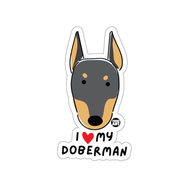 Load image into Gallery viewer, I Love My Doberman Dog Breed sticker Decal Art
