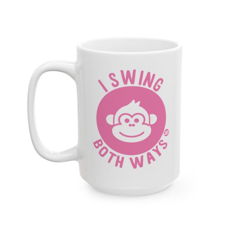 Load image into Gallery viewer, I Swing Both Ways on a Pink Circle Mug
