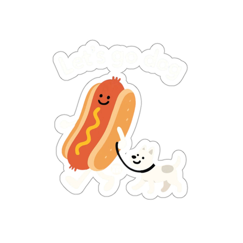 Load image into Gallery viewer, Let's Go Dog Hotdog Sticker Funny Pet Lover Decal
