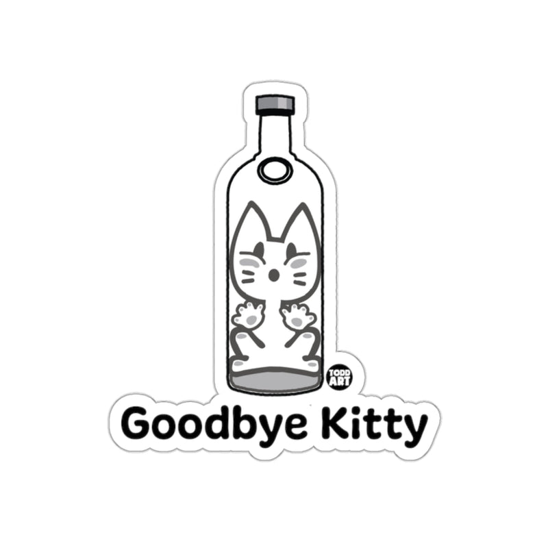 Load image into Gallery viewer, Goodbye Kitty Sticker with Cute Cat in Bottle Design
