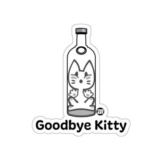 Goodbye Kitty Sticker with Cute Cat in Bottle Design
