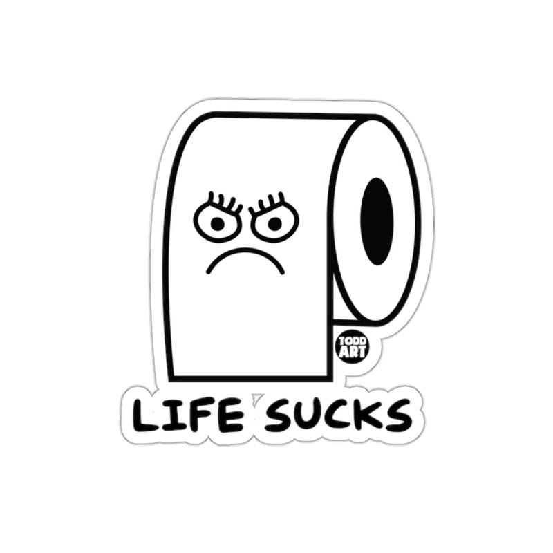 Load image into Gallery viewer, Life Sucks Toilet Paper with Angry Face Outline sticker
