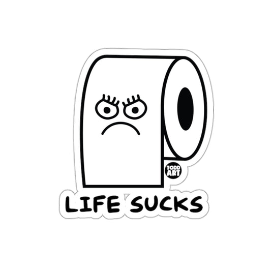 Life Sucks Toilet Paper with Angry Face Outline sticker