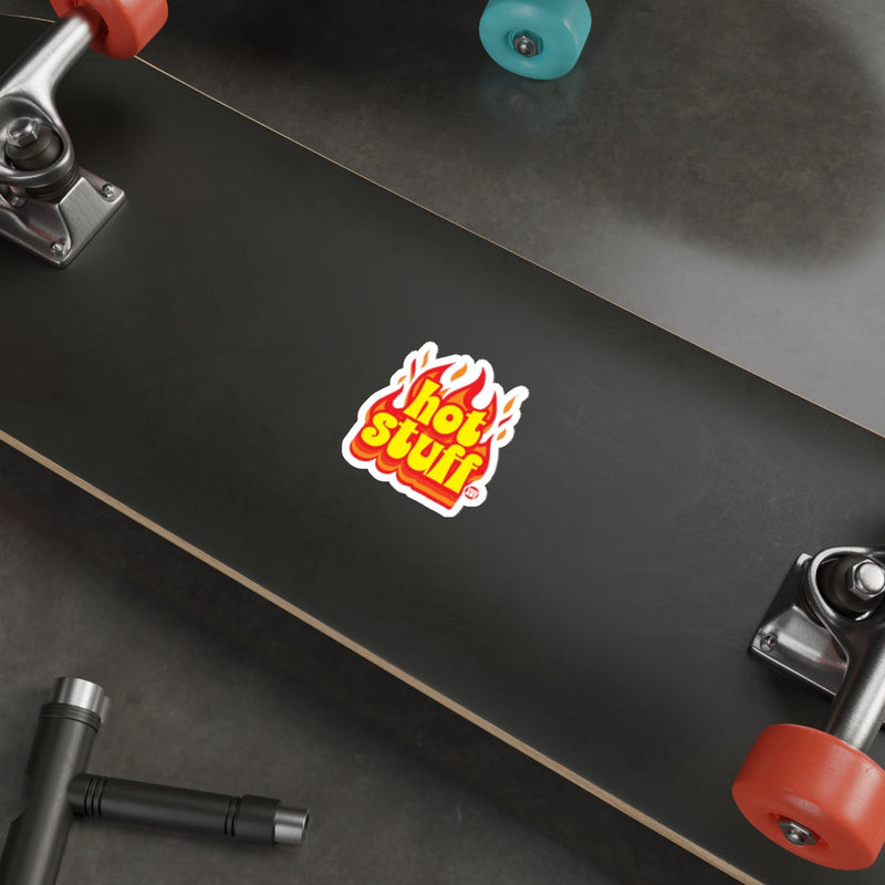 Load image into Gallery viewer, Custom skateboard with vibrant hot stuff graphic design
