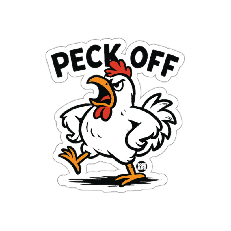 Load image into Gallery viewer, Angry Chicken Humor Sticker Peck Off
