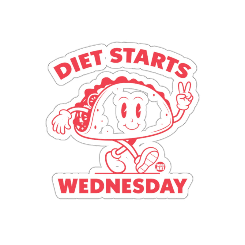 Load image into Gallery viewer, Diet Starts Wednesday Taco Design Sticker
