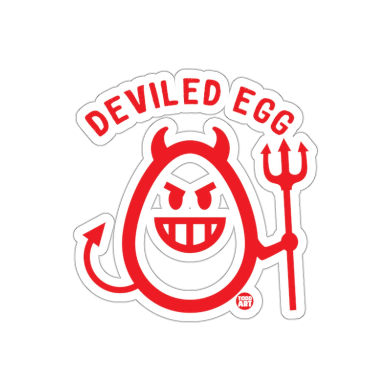 Load image into Gallery viewer, Funny Deviled Egg Sticker with Devil Face Design
