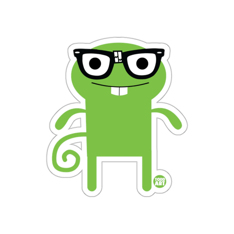 Load image into Gallery viewer, Cute Green Character with Glasses Todd Art Sticker
