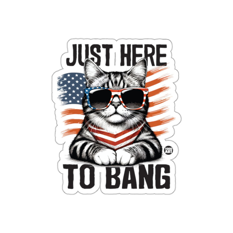 Load image into Gallery viewer, Just Here To Bang Patriotic Cat Sticker Product
