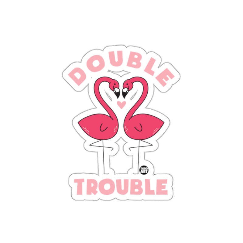 Load image into Gallery viewer, Double Trouble Flamingo Sticker Cartoon Art Design
