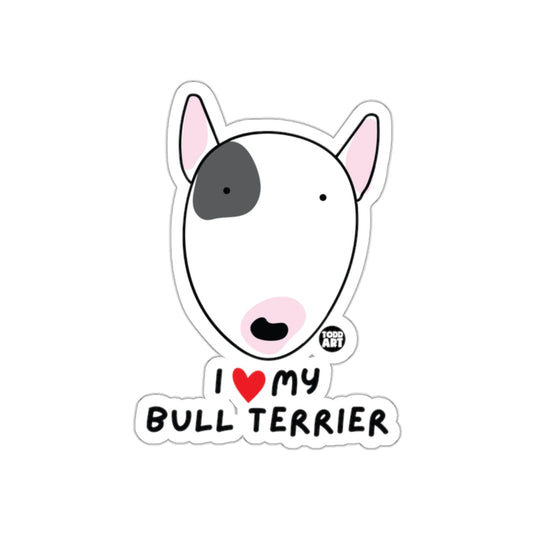 I Love My Bull Terrier Cute Dog Sticker Design