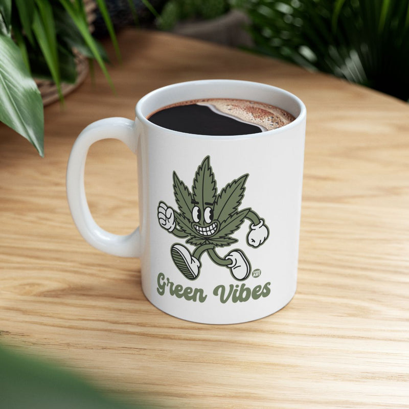 Load image into Gallery viewer, Green Vibes Mug Funny Leaf Design Coffee Cup
