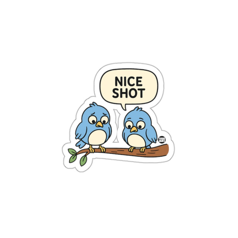 Load image into Gallery viewer, Cute Blue Birds Sticker with Nice Shot Text
