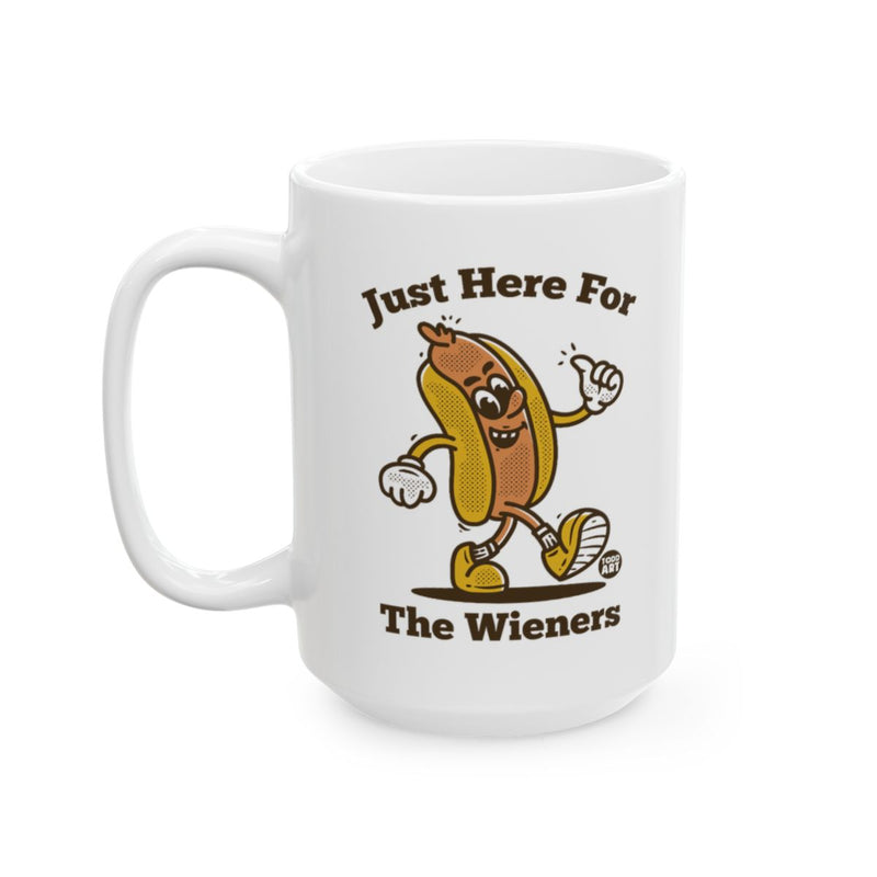 Load image into Gallery viewer, Just Here For The Wieners Graphic Mug Product
