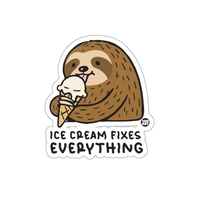 Load image into Gallery viewer, Sloth Eating Ice Cream Ice Cream Fixes Everything sticker
