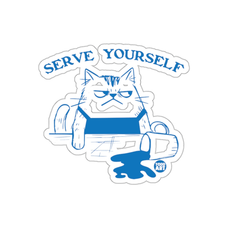 Load image into Gallery viewer, Serve Yourself Cat with Spill Illustration Sticker

