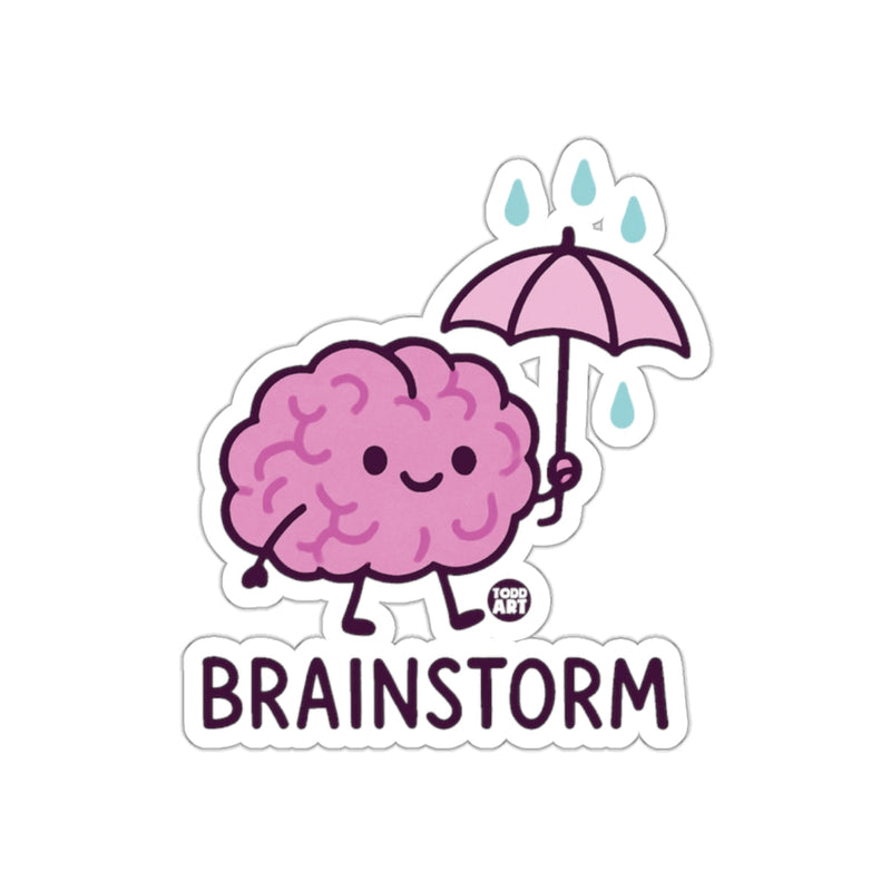 Load image into Gallery viewer, Brainstorm Cartoon Brain with Umbrella Sticker
