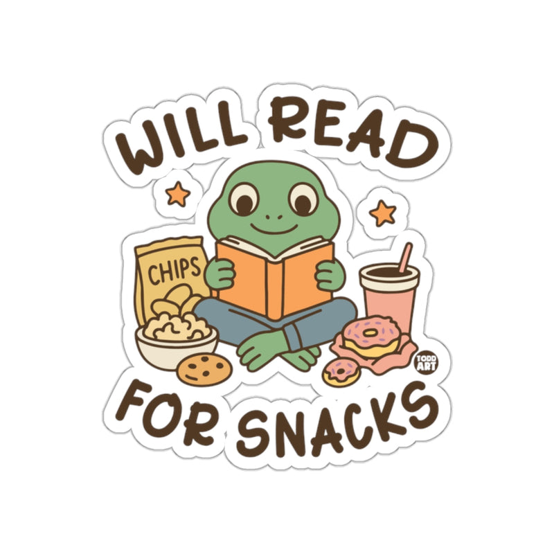 Load image into Gallery viewer, Will Read For Snacks Sticker Cute Frog Sticker Product
