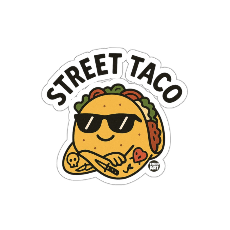 Load image into Gallery viewer, Cool Street Taco Sticker with Sunglasses Design
