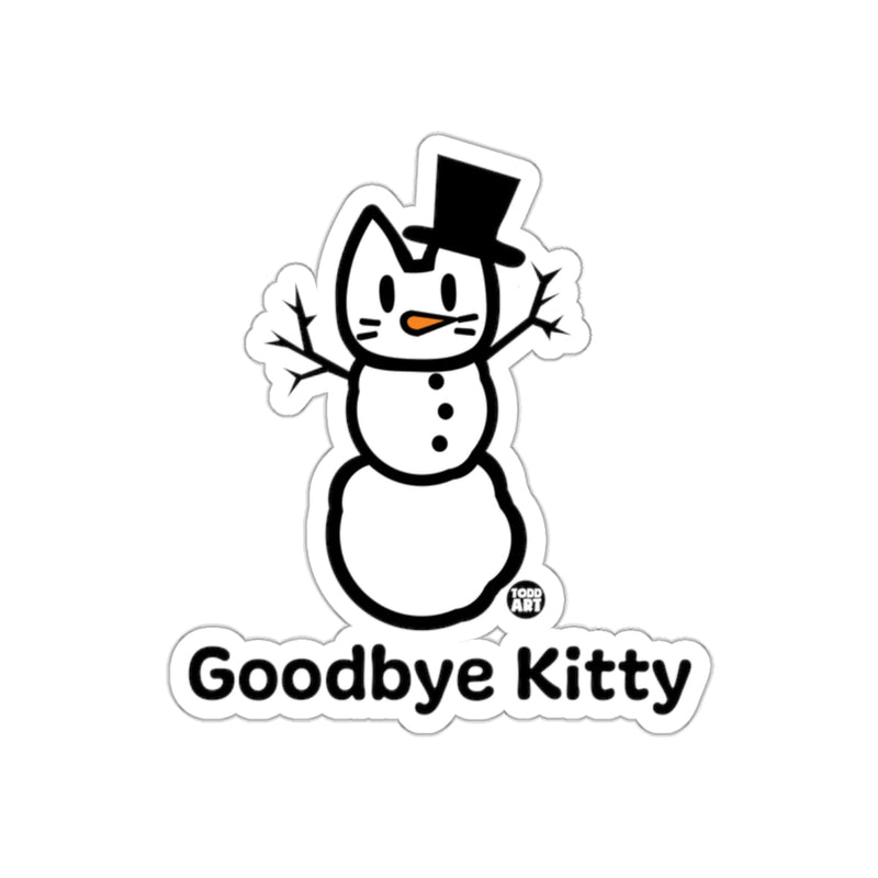 Load image into Gallery viewer, Goodbye Kitty Snowman Sticker with Top Hat Design
