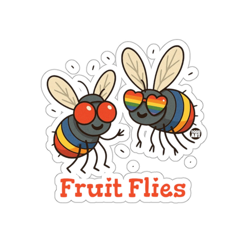 Load image into Gallery viewer, Cute Fruit Flies with Rainbow Glasses Sticker Design
