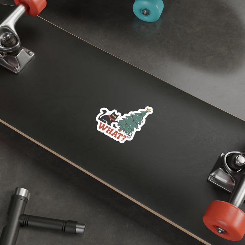 Load image into Gallery viewer, Christmas Cat and Tree What Sticker Skateboard Accessory

